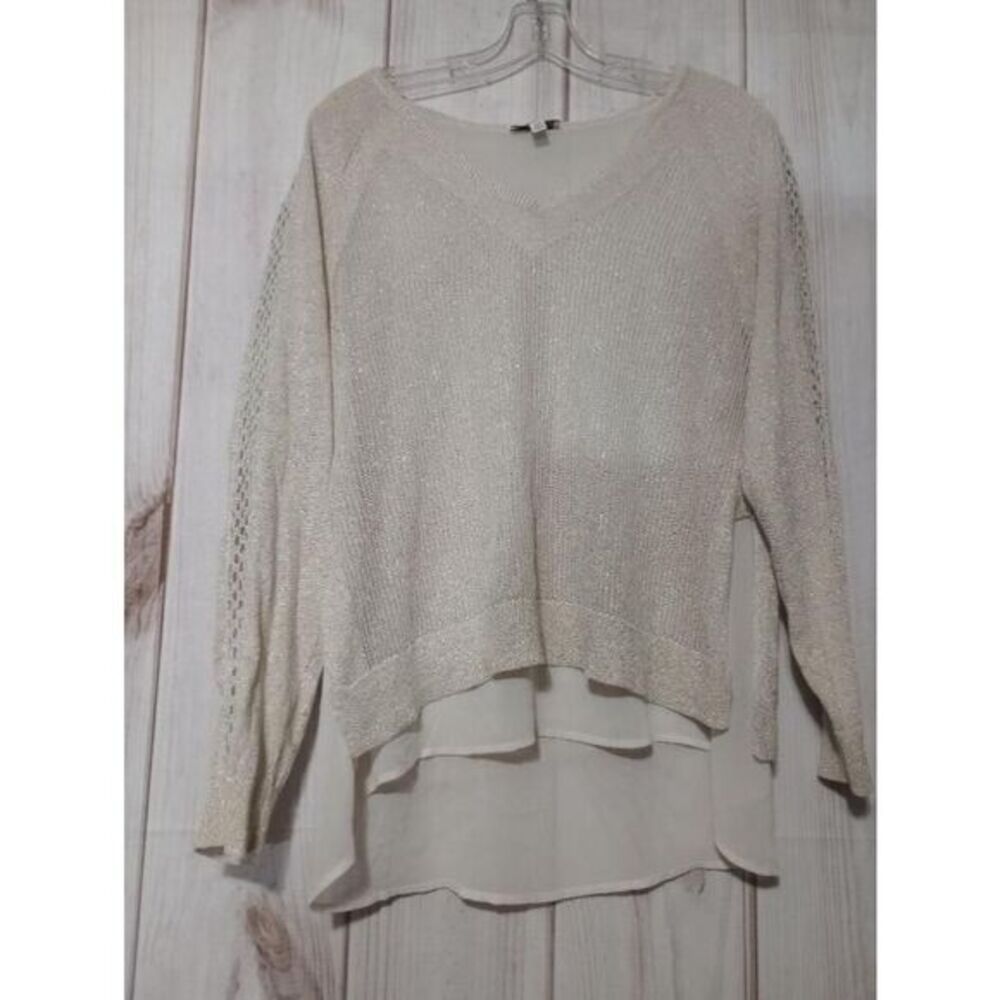 Lucky Brand Shirt Ladies‎ Large Gold Metallic Layered Top